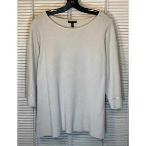 Eileen Fisher Woman Silk Cotton Blend Scoop Neck Sweater in Cream, Size 1X